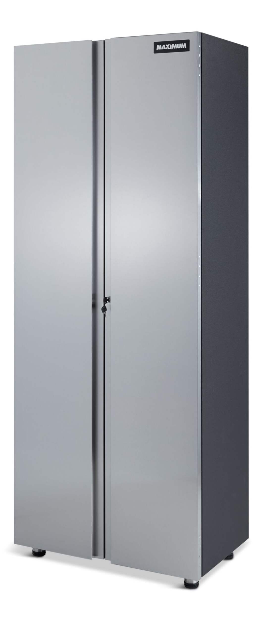 MAXIMUM 2-Door Tall Cabinet with 3 Adjustable Shelves, Stainless Series, 77 x 30 x 18-in Front_Three_Fourths_Angled_Left
