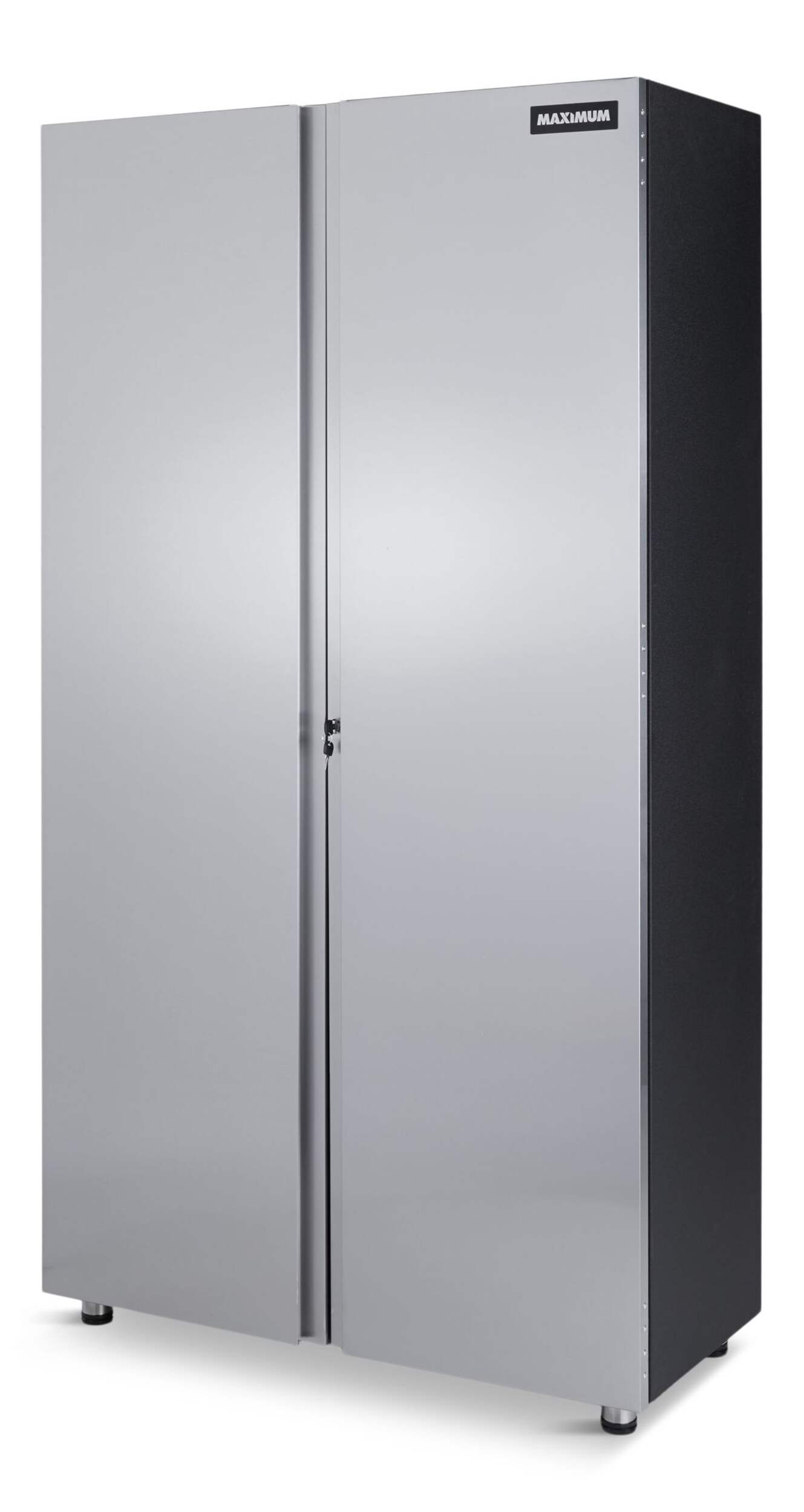 MAXIMUM 2-Door Tall Cabinet with 3 Adjustable Shelves, Stainless Series, 77 x 42 x 18-in Front_Three_Fourths_Angled_Left