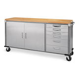 Mastercraft 6-Drawer, 2-Door Wooden Top Base Storage Cabinet with Shelf  & Wheels, Diamond Series, 77 x 20 x 38-in Front_Angled_Left