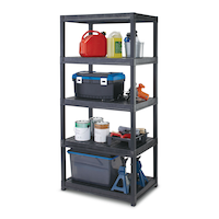 Ramtuff 5-Shelf Heavy Duty Resin Storage Rack / Shelving Unit, 36 x 24 x 72-in Front_Angled_Left