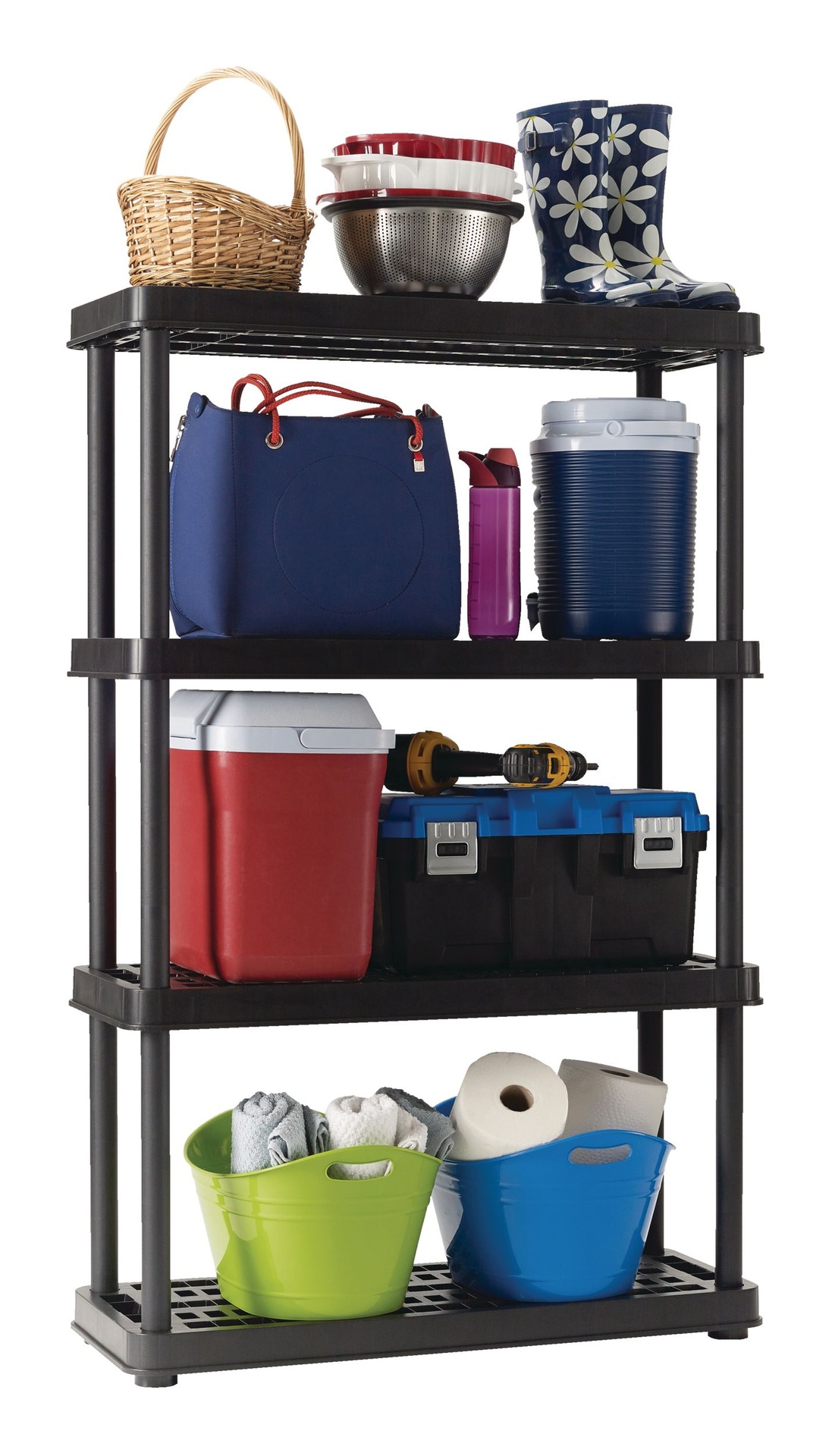 TuffStore® 4Shelf Resin/PlasticStorage Rack / Shelving Unit, 36 x 14 x