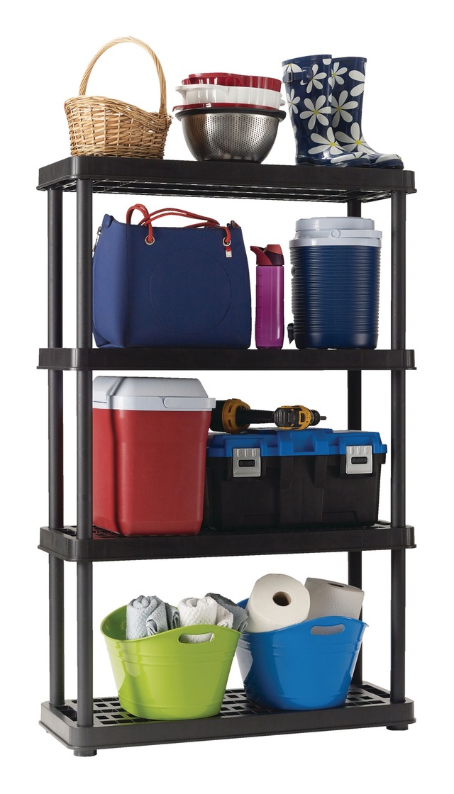 TuffStore® 4Shelf Resin/PlasticStorage Rack / Shelving Unit, 36 x 14 x