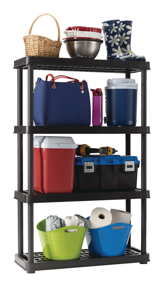 TuffStore® 4Shelf Resin/PlasticStorage Rack / Shelving Unit, 36 x 14 x