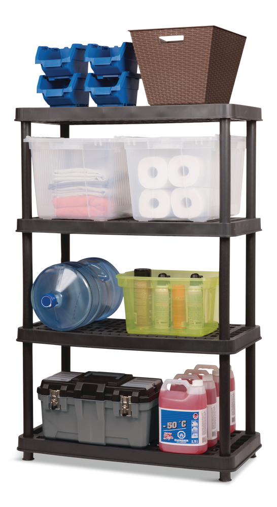 TuffStore® 4Shelf Resin/PlasticStorage Rack / Shelving Unit, 36 x 18 x