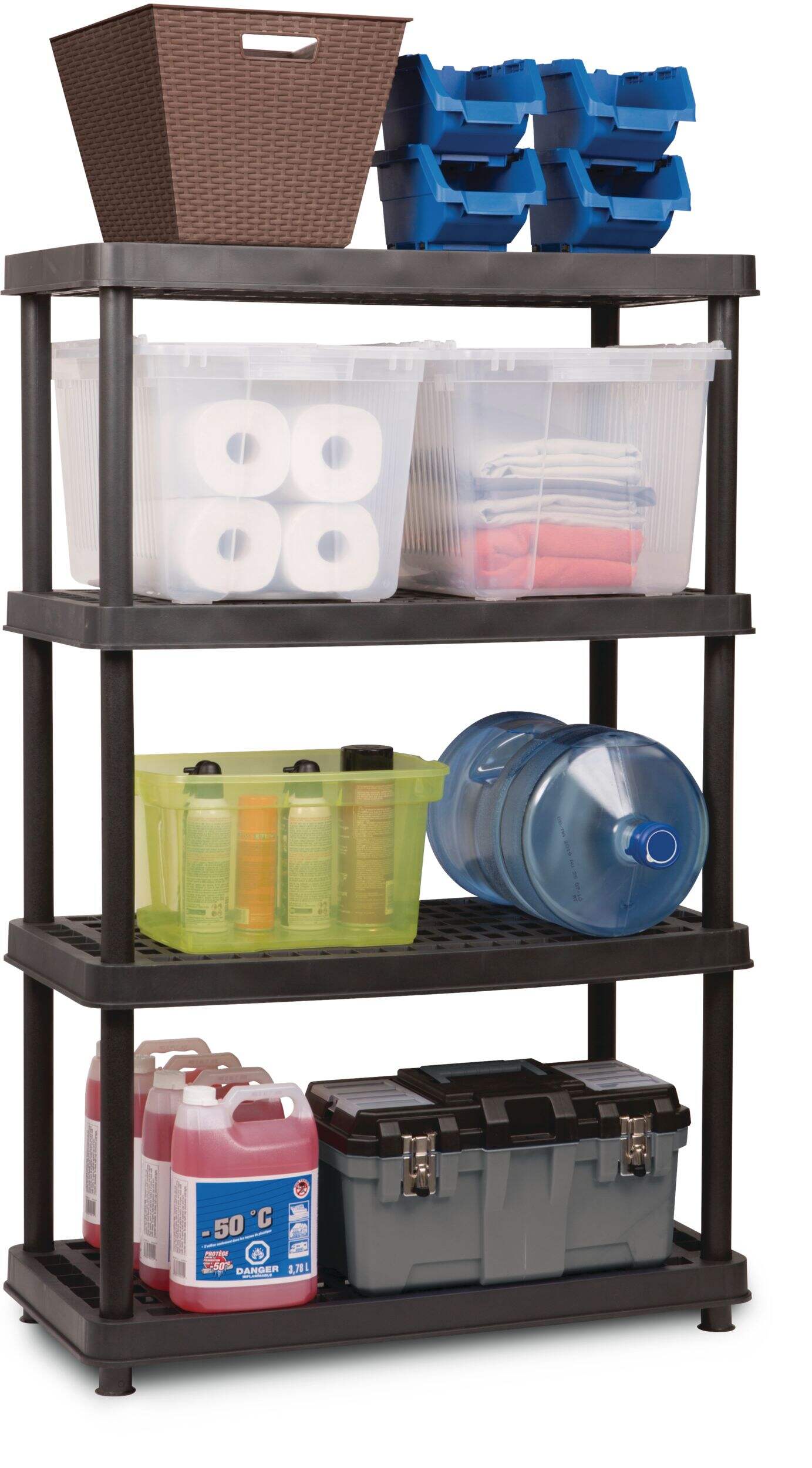 TuffStore® 4Shelf Resin/PlasticStorage Rack / Shelving Unit, 36 x 18 x