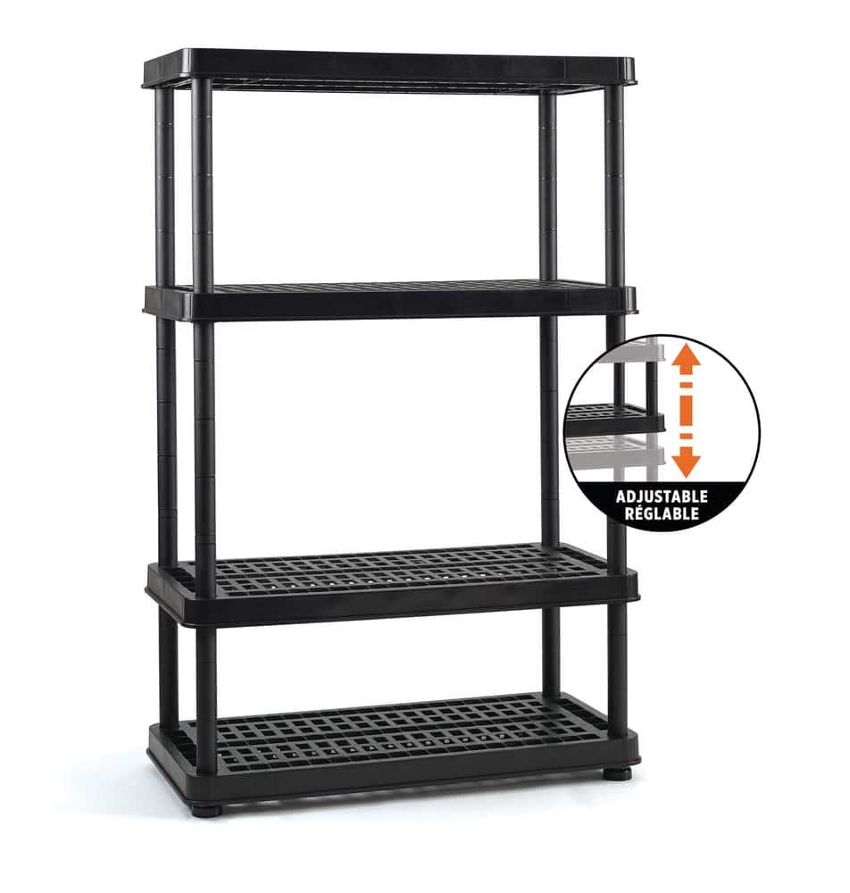 TuffStore® Adjustable 4-Shelf Resin/PlasticStorage Rack / Shelving Unit ...