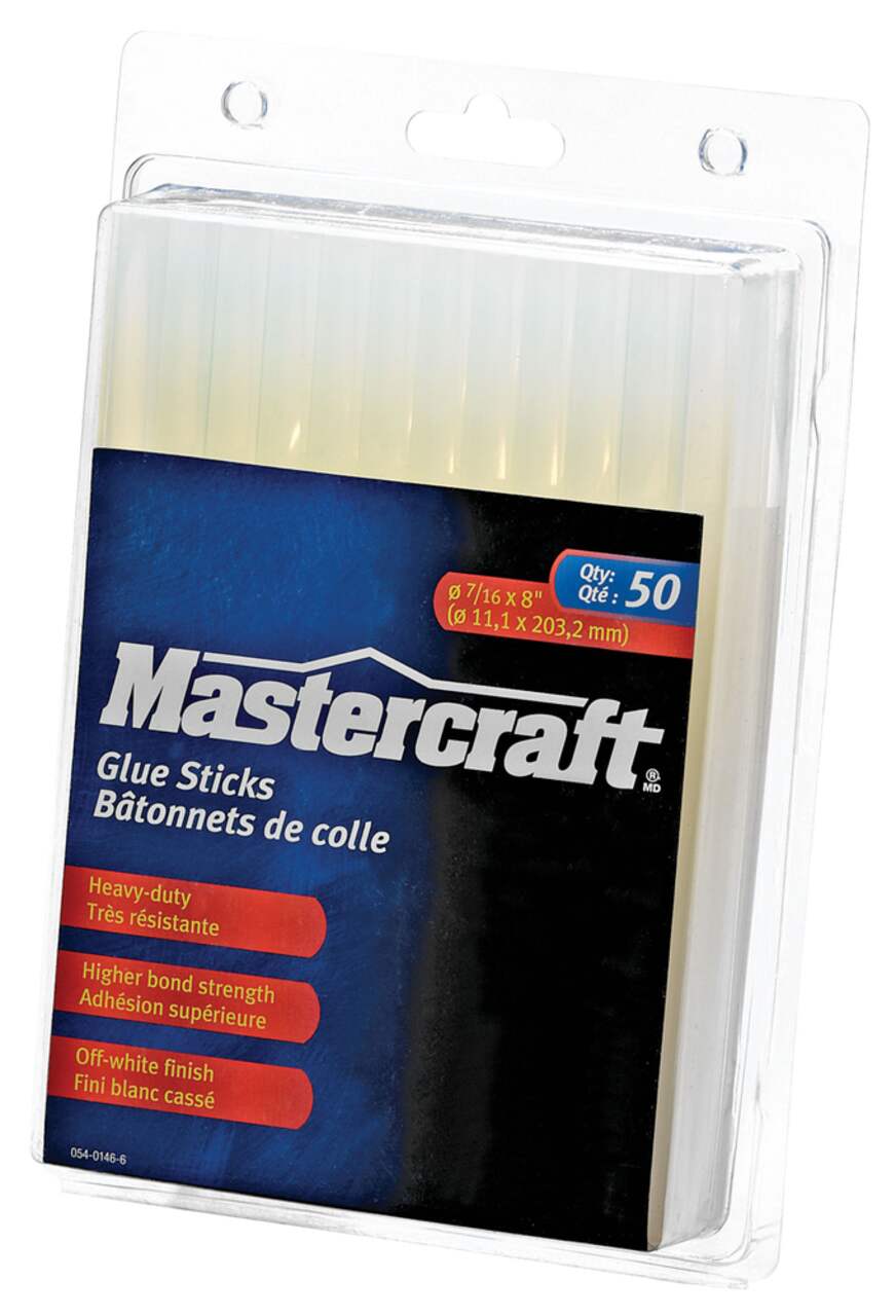 Mastercraft Clear All-Purpose Hot Glue Gun Sticks, Full Size, 8-in