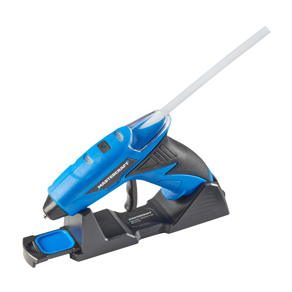 Pistolet à colle pleine grandeur double température Mastercraft avec support, sans fil, 10 W