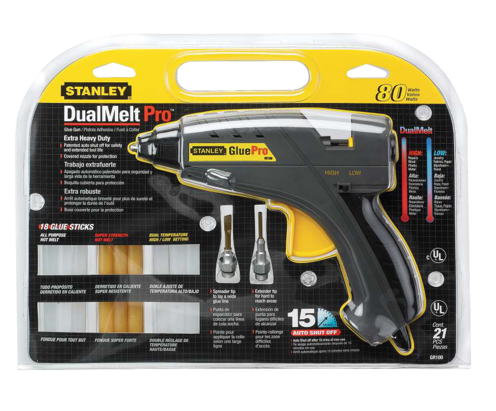 Stanley Dual Temp Full Size Glue Gun with Interchangeable Nozzles and