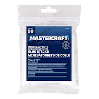 Mastercraft Off-White Heavy-Duty Hot Glue Gun Sticks, Mini, 9/32 x 4-in, 50-pk Front_Flat