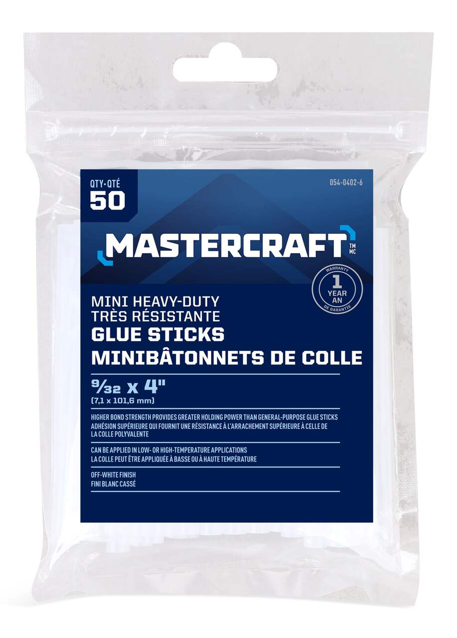 Mastercraft Off-White Heavy-Duty Hot Glue Gun Sticks, Mini Size, 4-in,  50-pk