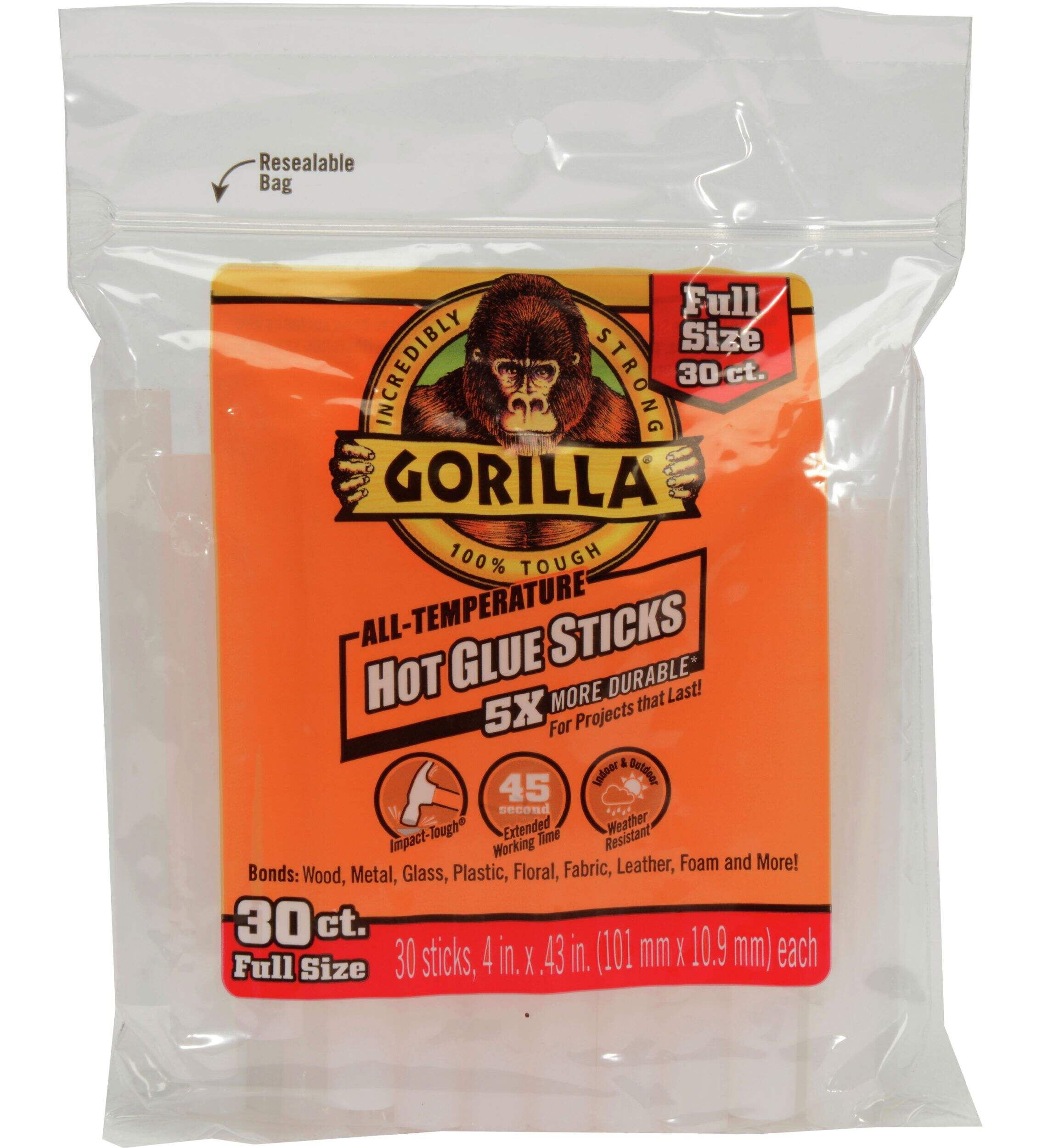 Gorilla Glue Full Hot Sticks, 4-in, 30-pk Front_Flat