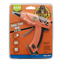 Gorilla Dual Temp Mini Glue Gun with Precision Nozzle and Stand, Corded, 20W Front_Flat