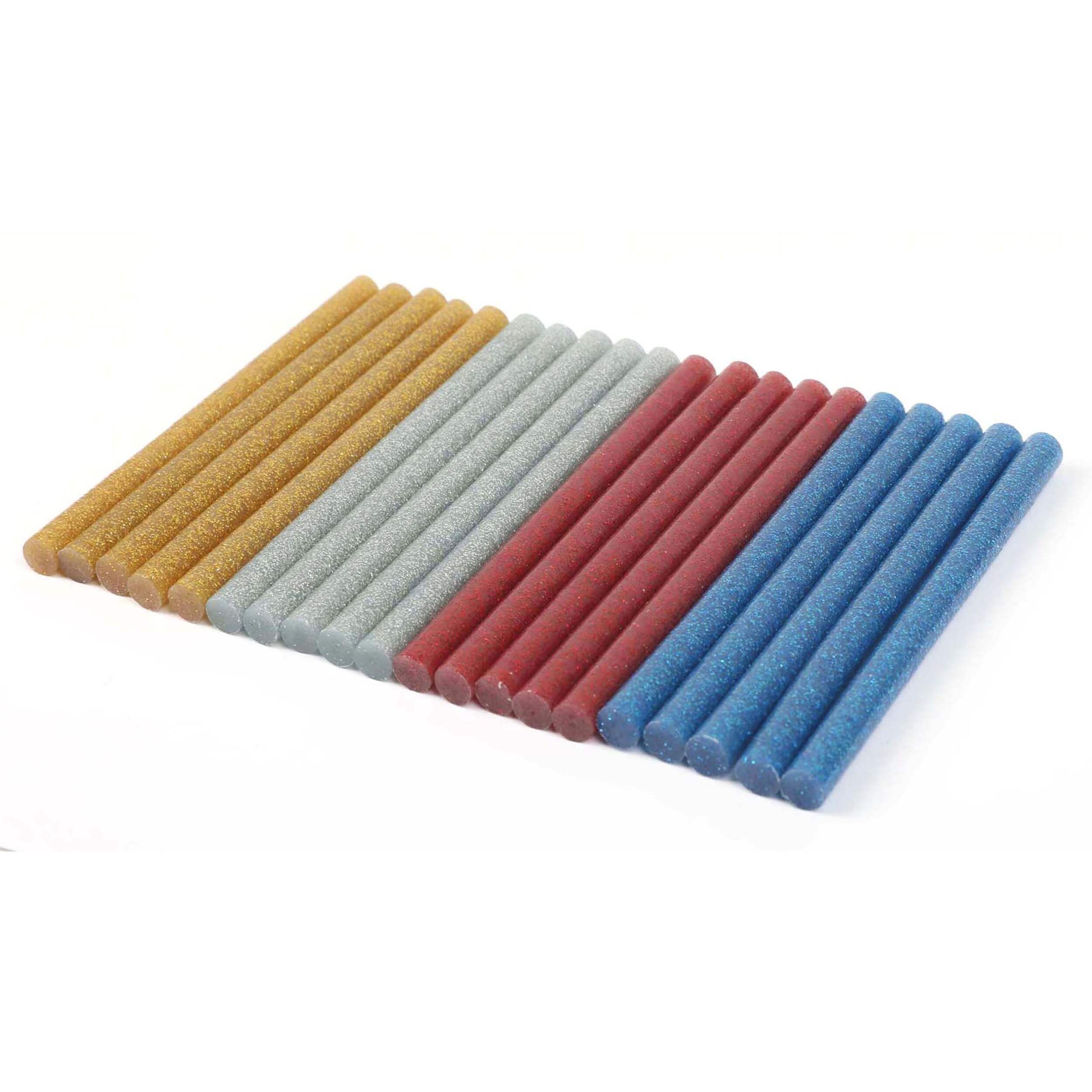 Mastercraft Glitter Hot Glue Gun Sticks, 4-Colours, Mini, 9/32 x 4-in, 20-pk Front_Three_Fourths_Angled_Left
