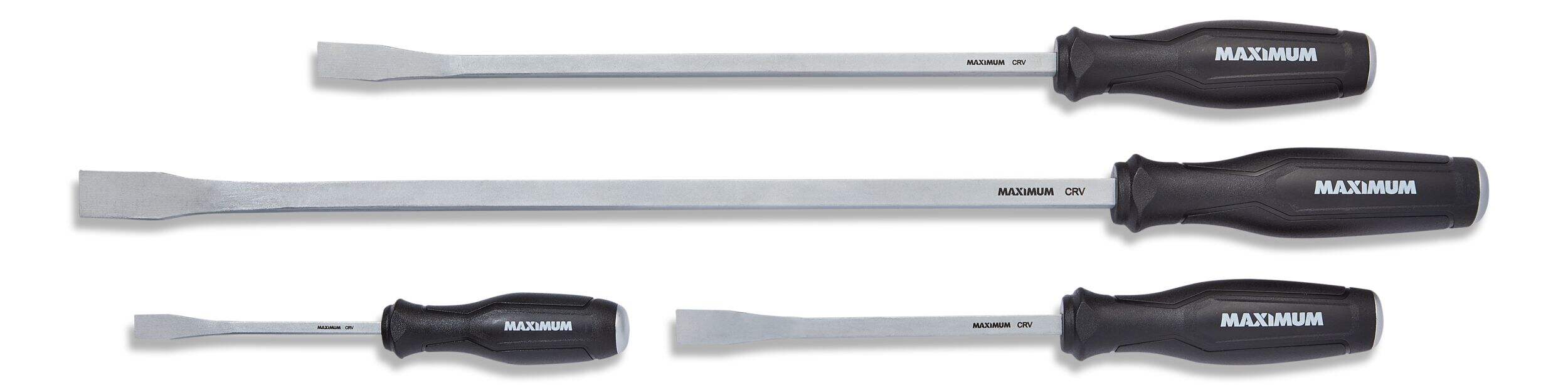 Maximum 4-pc Pry Bar Set with Hammer Ready Strike Cap, 8-in, 12-in, 18-in, 24-in Front_Flat