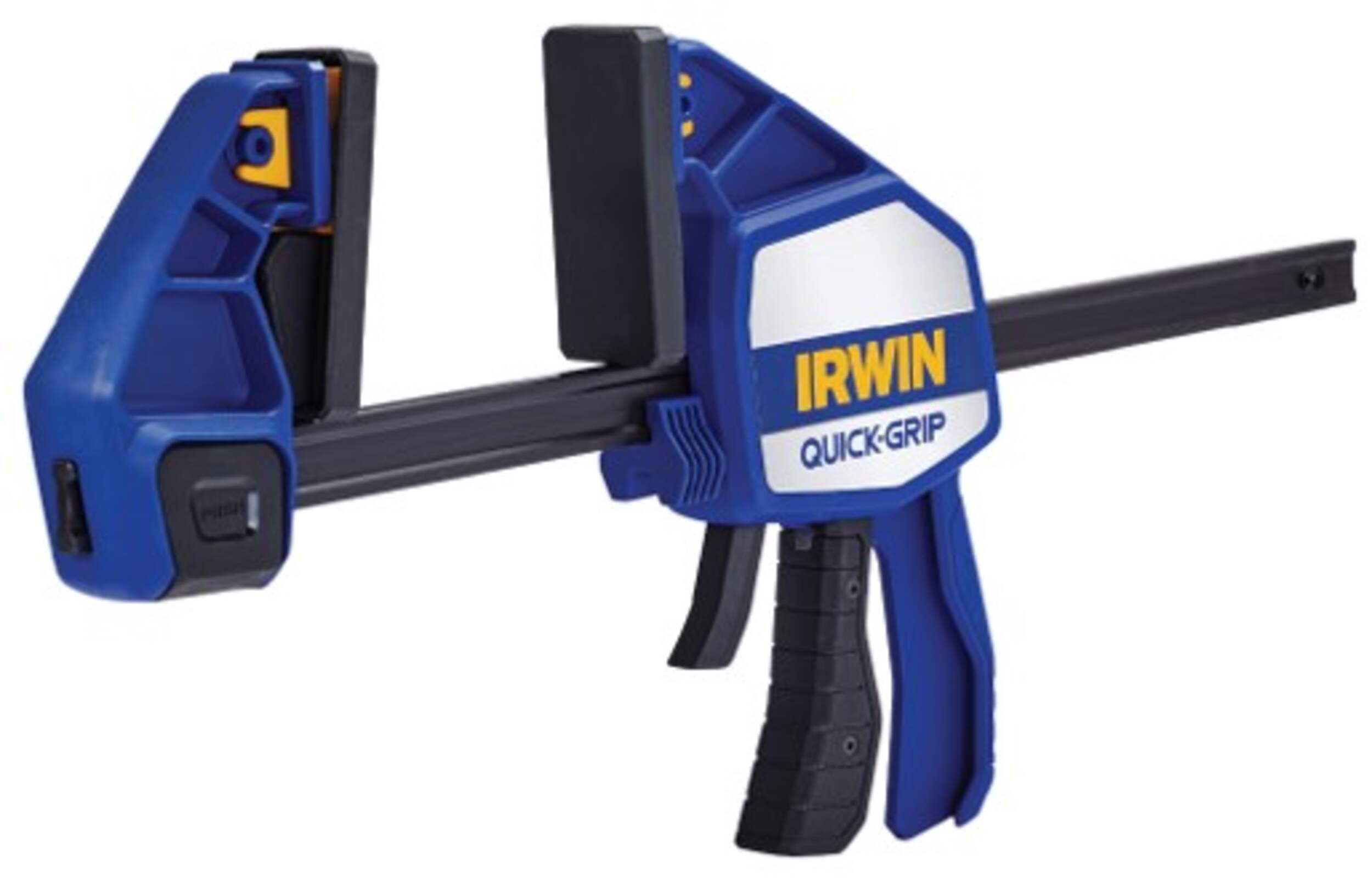 Irwin 36-in 600-lb Quick-Grip Trigger Bar Clamp with 3.5-in Throat Depth, One Handed, 1964715 Front_Three_Fourths_Angled_Left