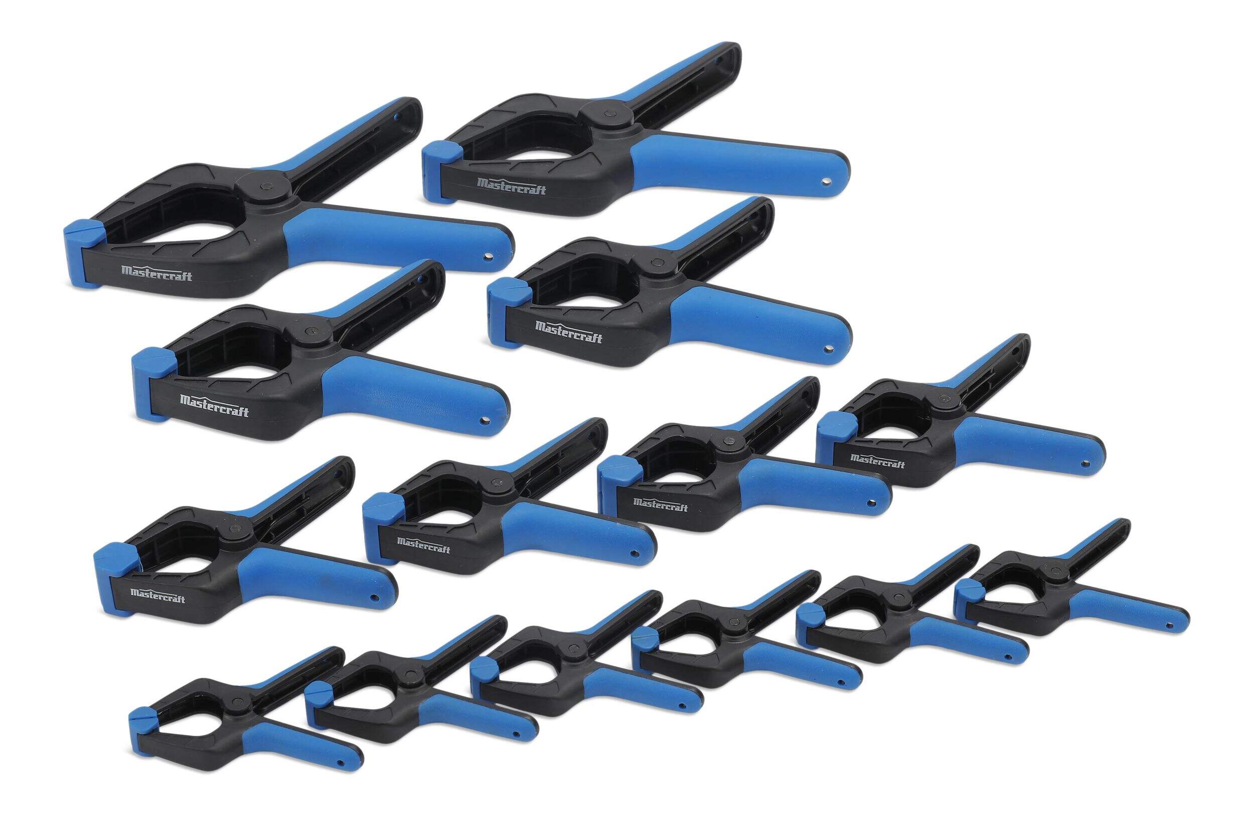 Mastercraft Plastic Spring Clamp Set, 14-pc, Assorted Sizes Front_Angled_Left