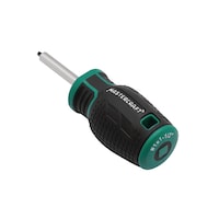 Mastercraft Robertson Stubby Screwdriver, Square Head, Rubber Grip, Assorted Sizes Front_Three_Fourths_Angled_Right