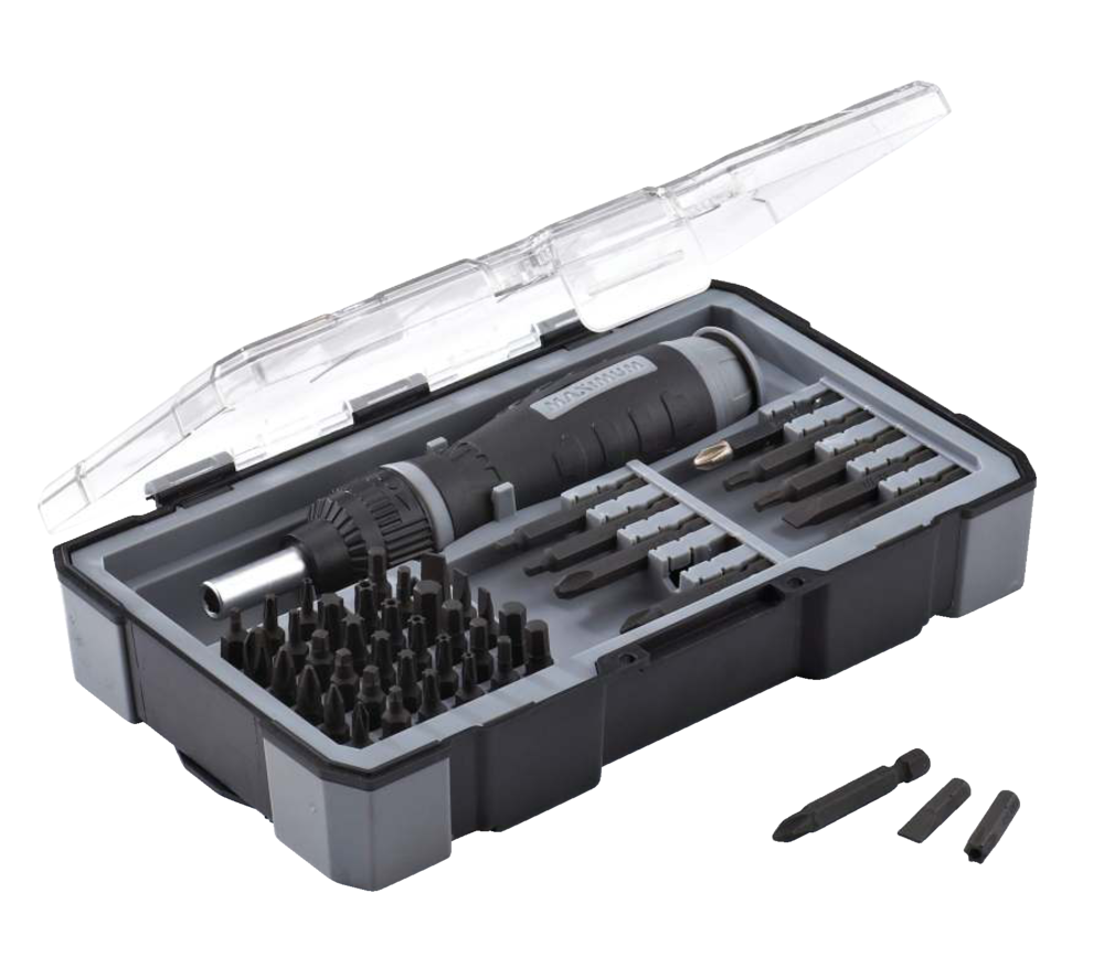 Maximum 47pc Ratcheting Precision Screwdriver Set with S2 Black Oxide