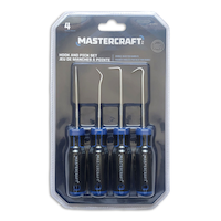 Mastercraft 4-pc Hook & Pick Set, AWL, 90-Degree, 45-Degree and Hook
