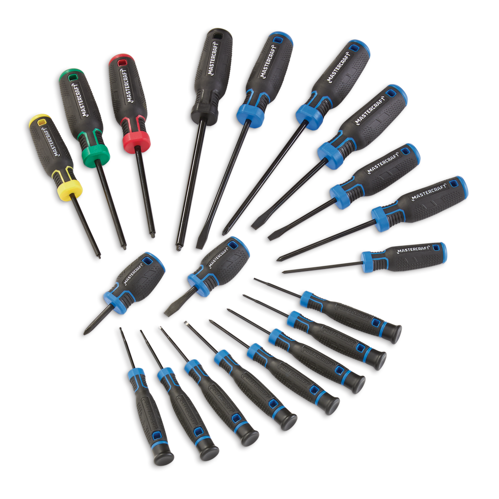 Mastercraft Screwdriver Set with Phillips, Slotted & Square Drivers, 20-pc