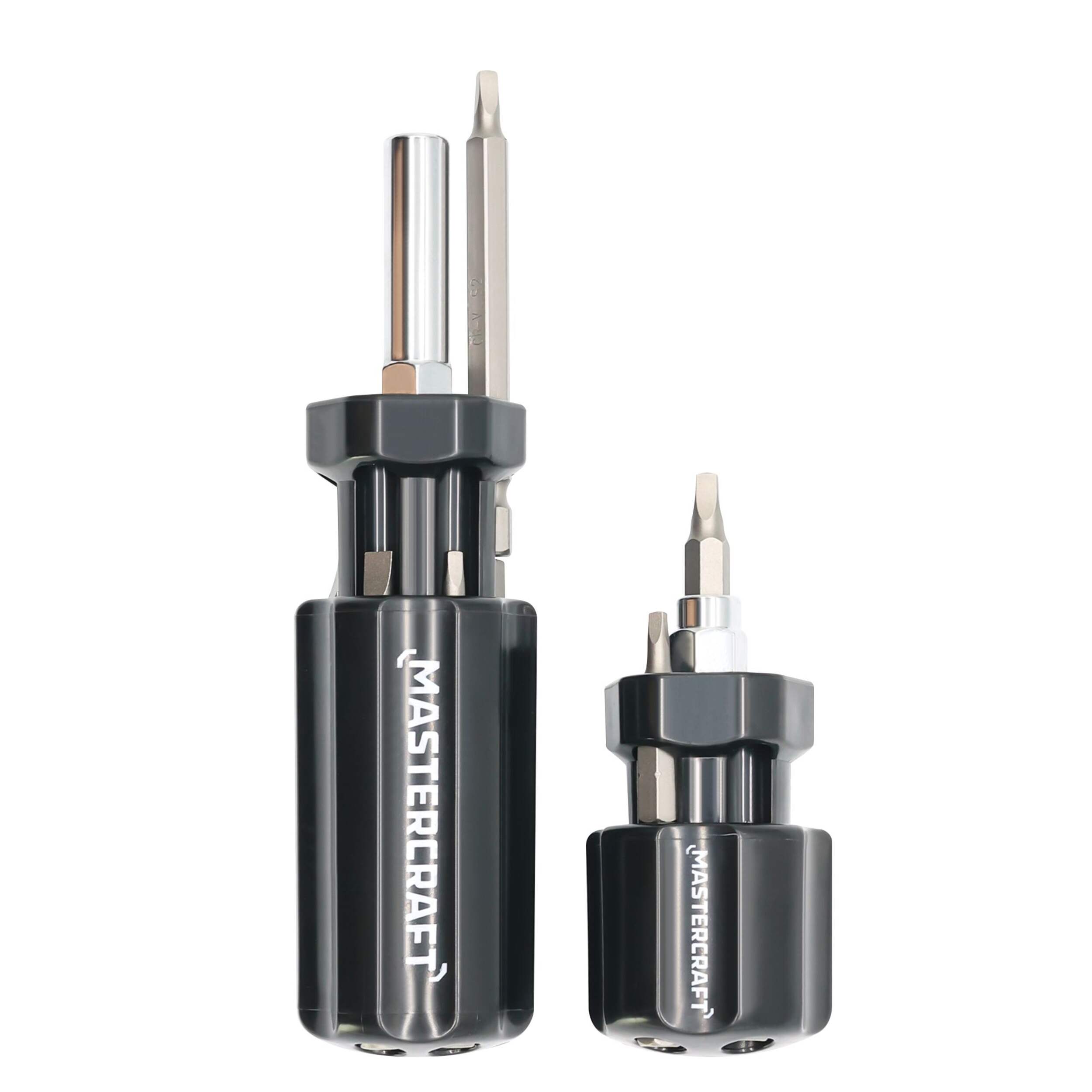 Mastercraft 7-in-1 Multi-Bit Screwdriver, Regular and Stubby, 2-pk Front_Flat