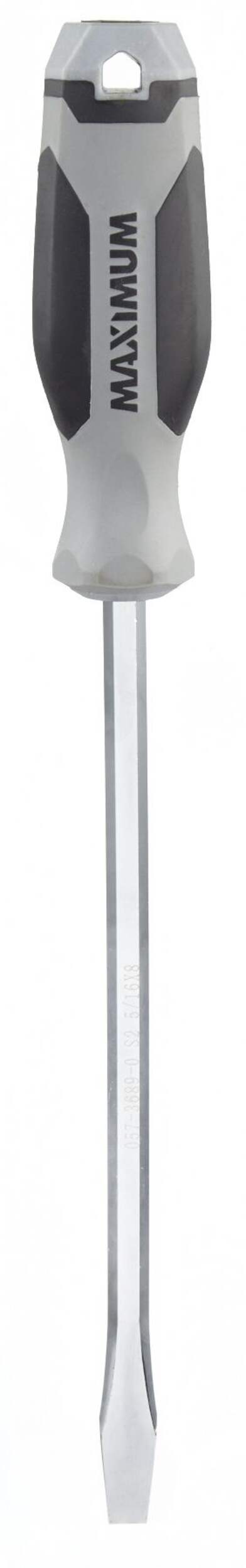 Maximum 5/16-in x 8-in Flat Head Screwdriver, Slotted, Rubber Grip, Hex Shaft Front_Flat