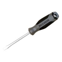 Maximum Flat Head Screwdriver, Slotted, Rubber Grip, Hex Shaft, Assorted Sizes Front_Angled_Left