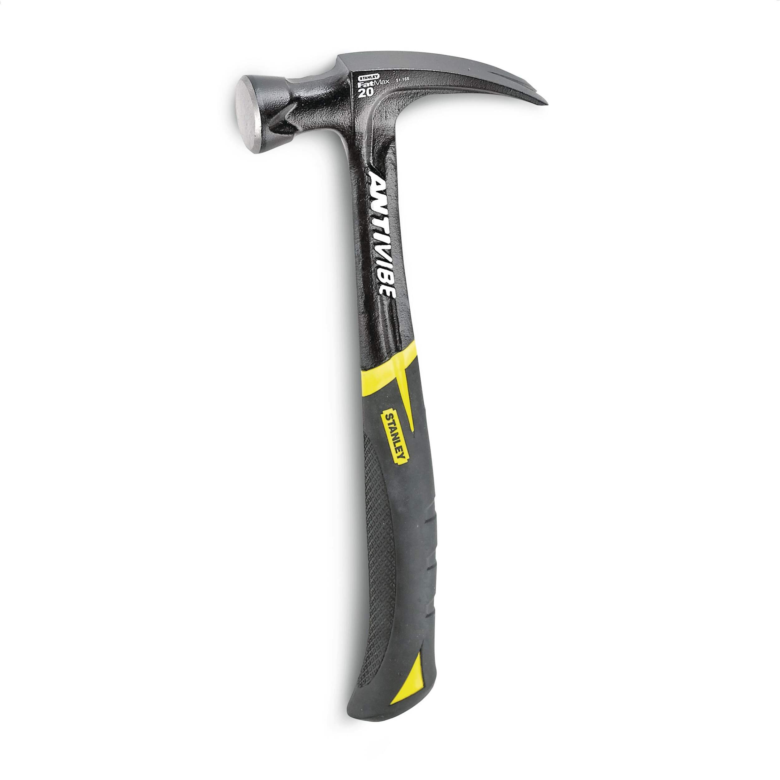 Stanley 20-oz Magnetic AntiVibe Claw Hammer with Slip Resistant Grip, Front_Angled_Left
