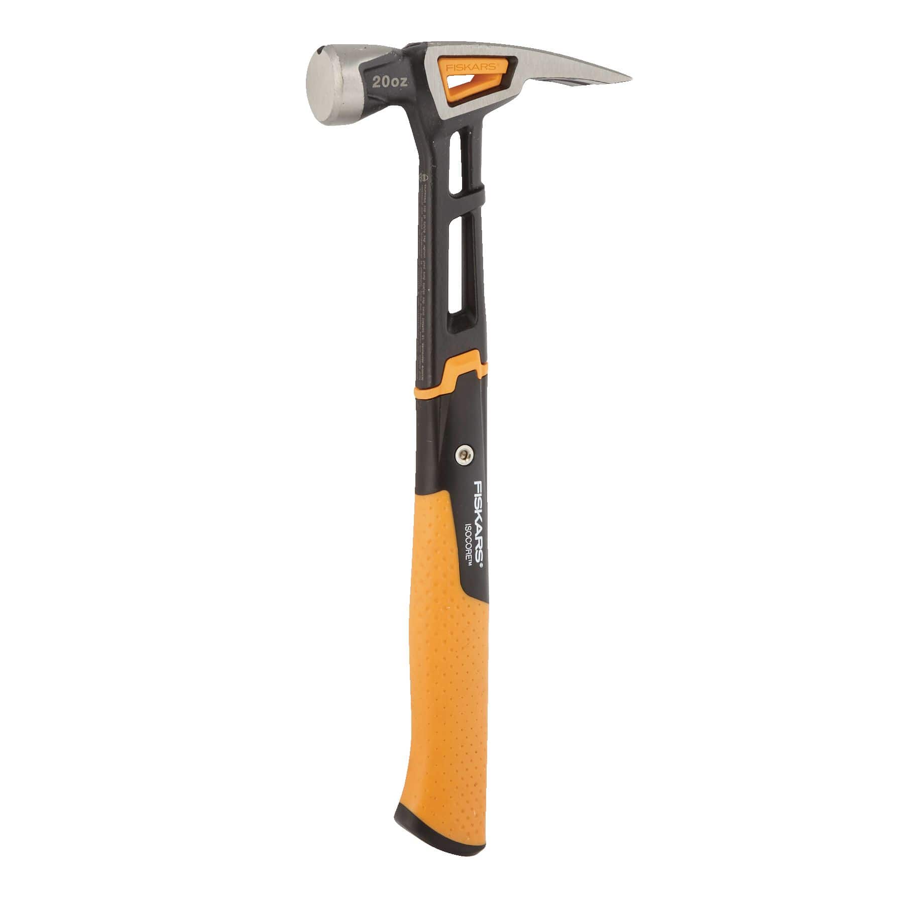 Fiskars IsoCore Claw Finishing Hammer, Smooth Steel Face, 20-oz