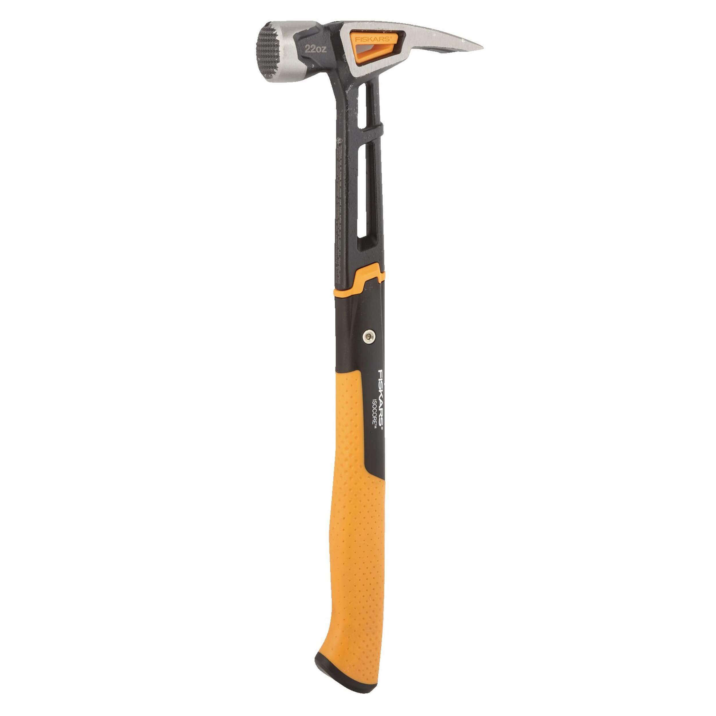 Marteau de finition à panne fendue Fiskars IsoCore, surface en acier lisse, 22 oz Front_Angled_Left