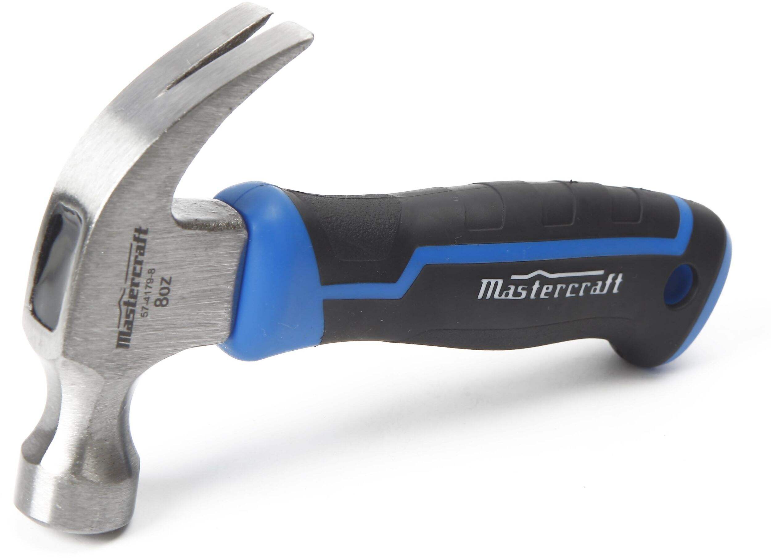Mastercraft 8-oz Stubby Claw Hammer, Forged Steel with Non-Slip Handle Front_Angled_Left