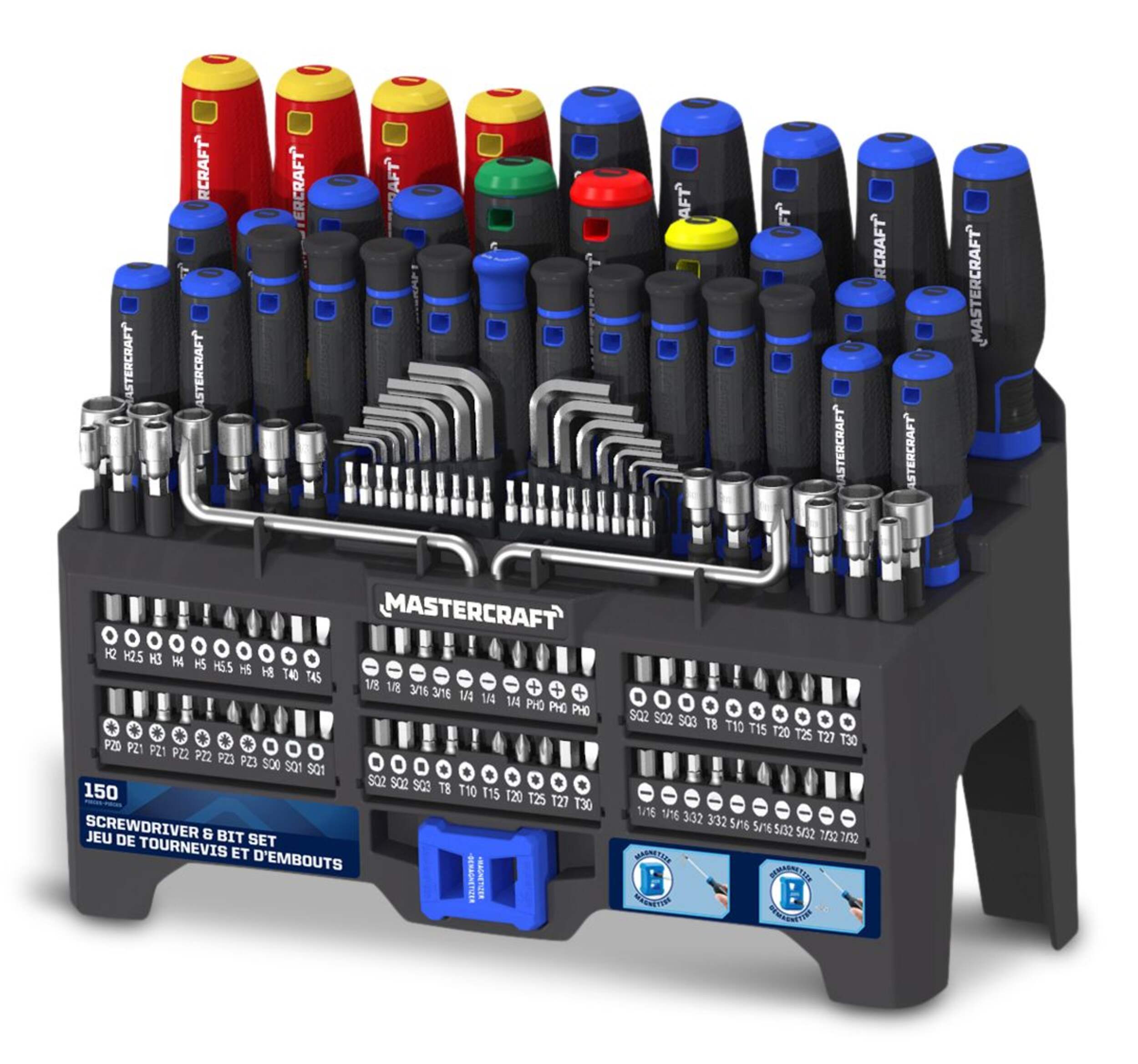 Mastercraft Screwdriver Set with Magnetizing Stand, 150-Piece CloseUp