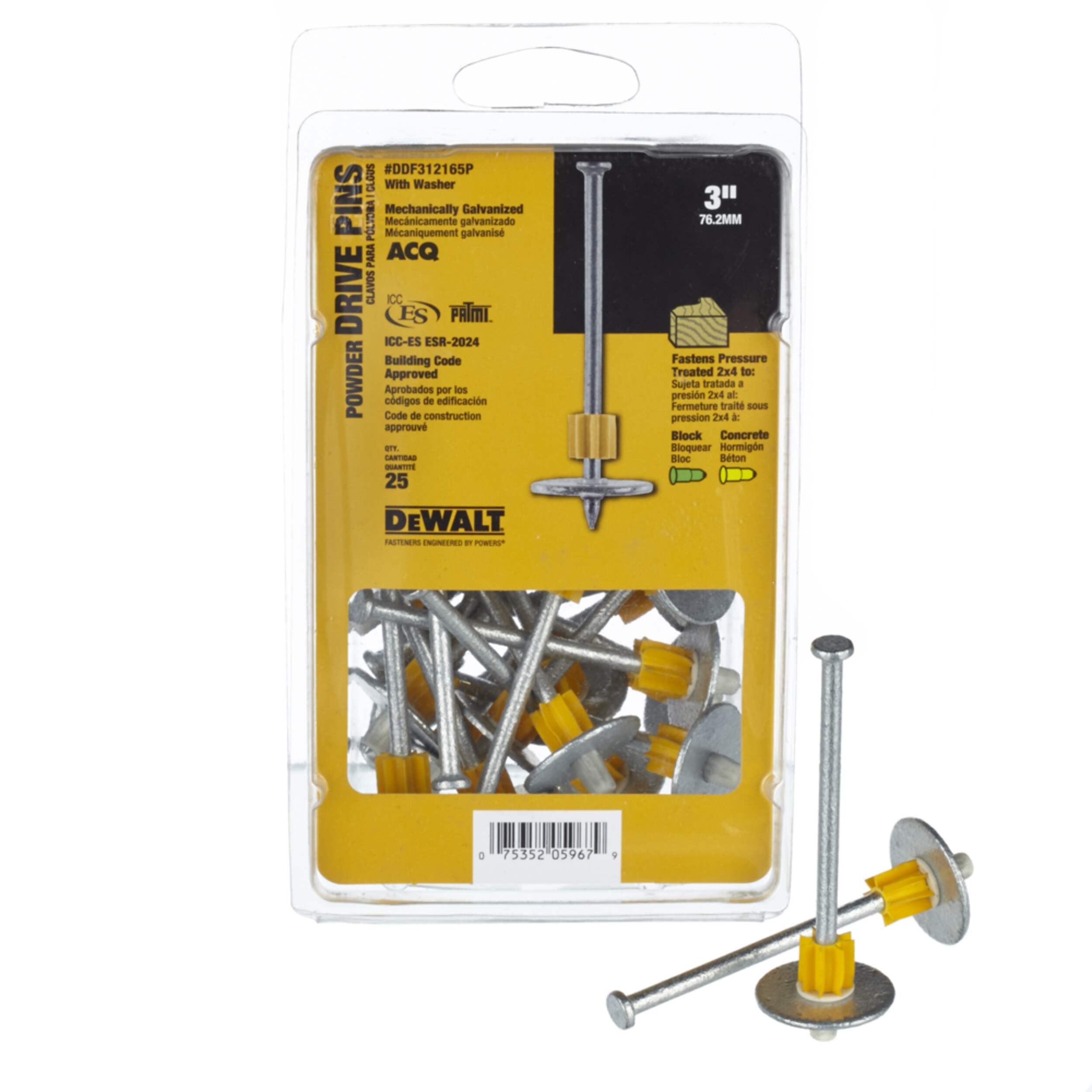 DEWALT XXL Powder Drive Pins with Washer, 25pk Canadian Tire