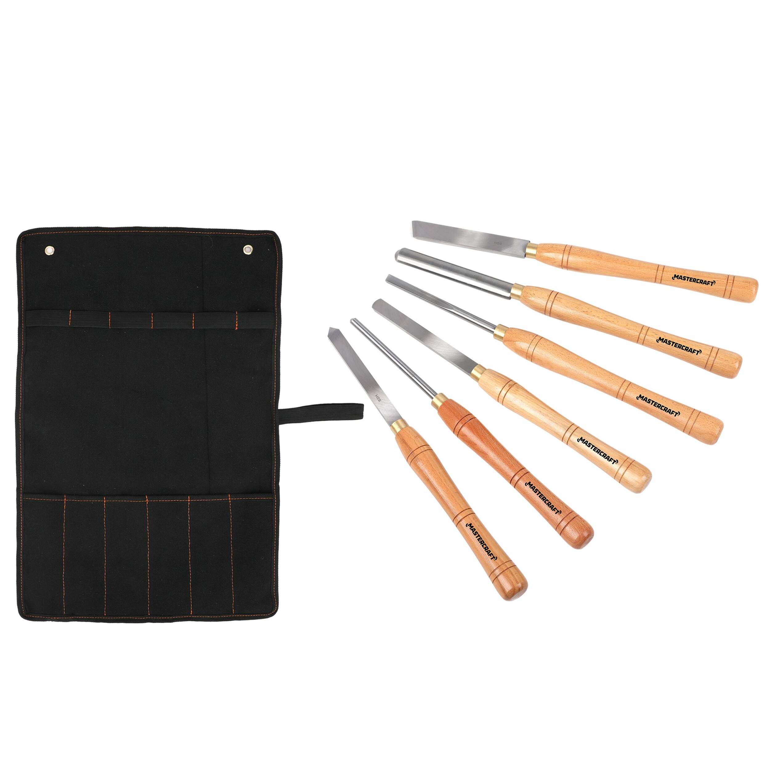 Mastercraft Wood Lathe Chisel Set with Forged Steel Blades and Wooden Handles, 6-pc Composite_or_Mixed