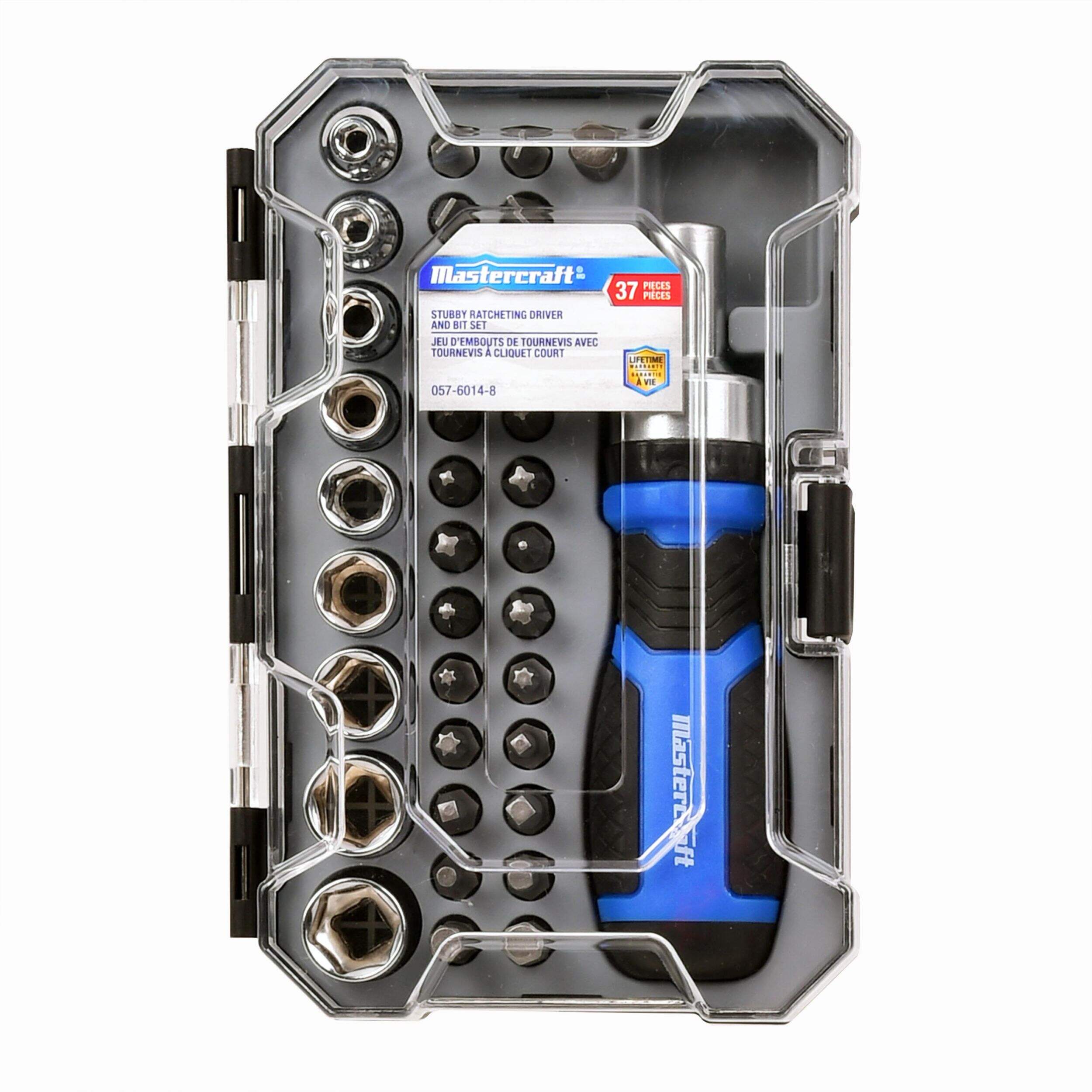 Mastercraft Stubby Ratcheting Screwdriver and Socket Set with Case, 37-pc Front_Flat