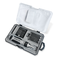 MAXIMUM 70-pc Ratcheting Screwdriver Set with S2 Black Oxide Bits & Plastic Storage Case Front_Angled_Left