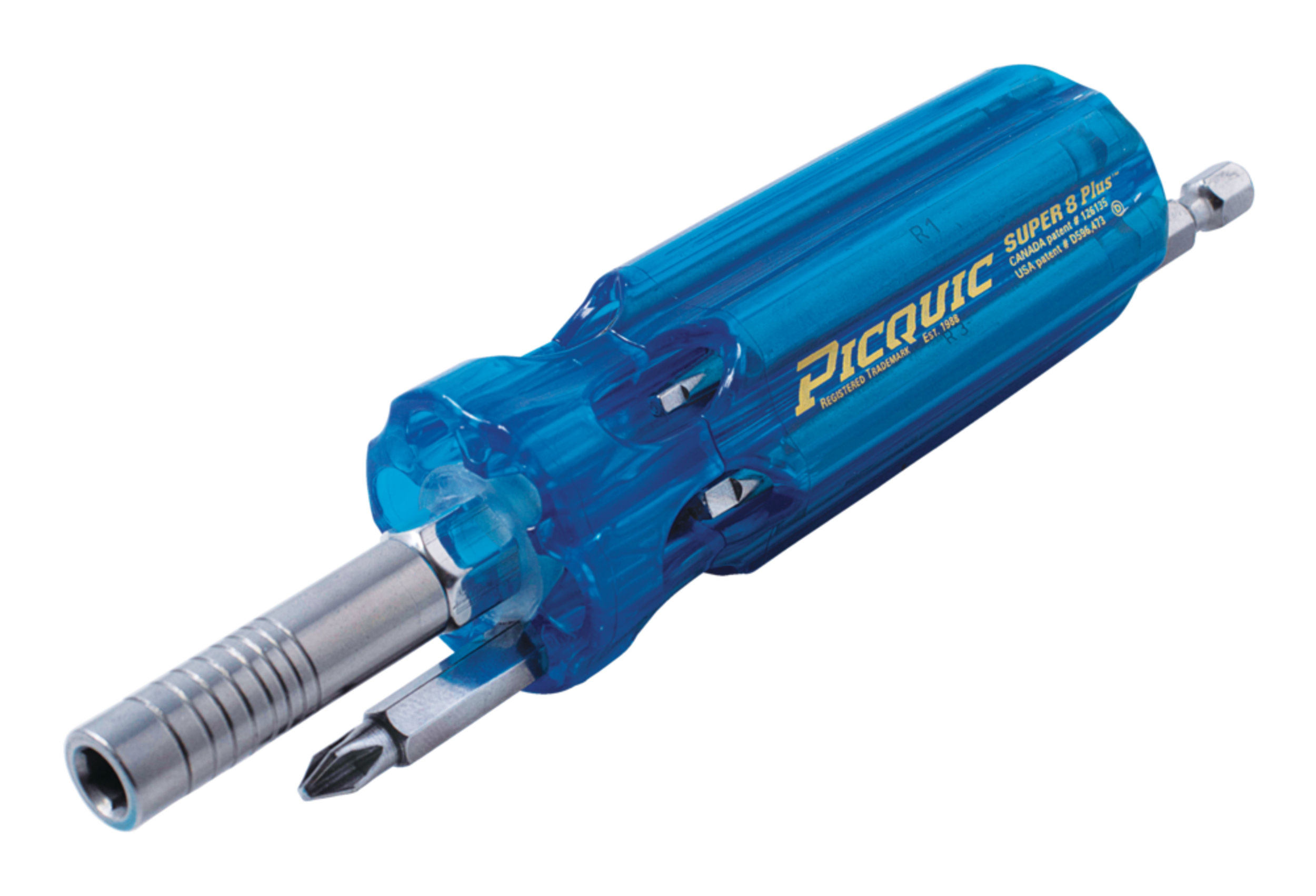 Picquic 8-Piece Super 8 Plus Multi-Bit Screwdriver Nutdriver, Blue ...