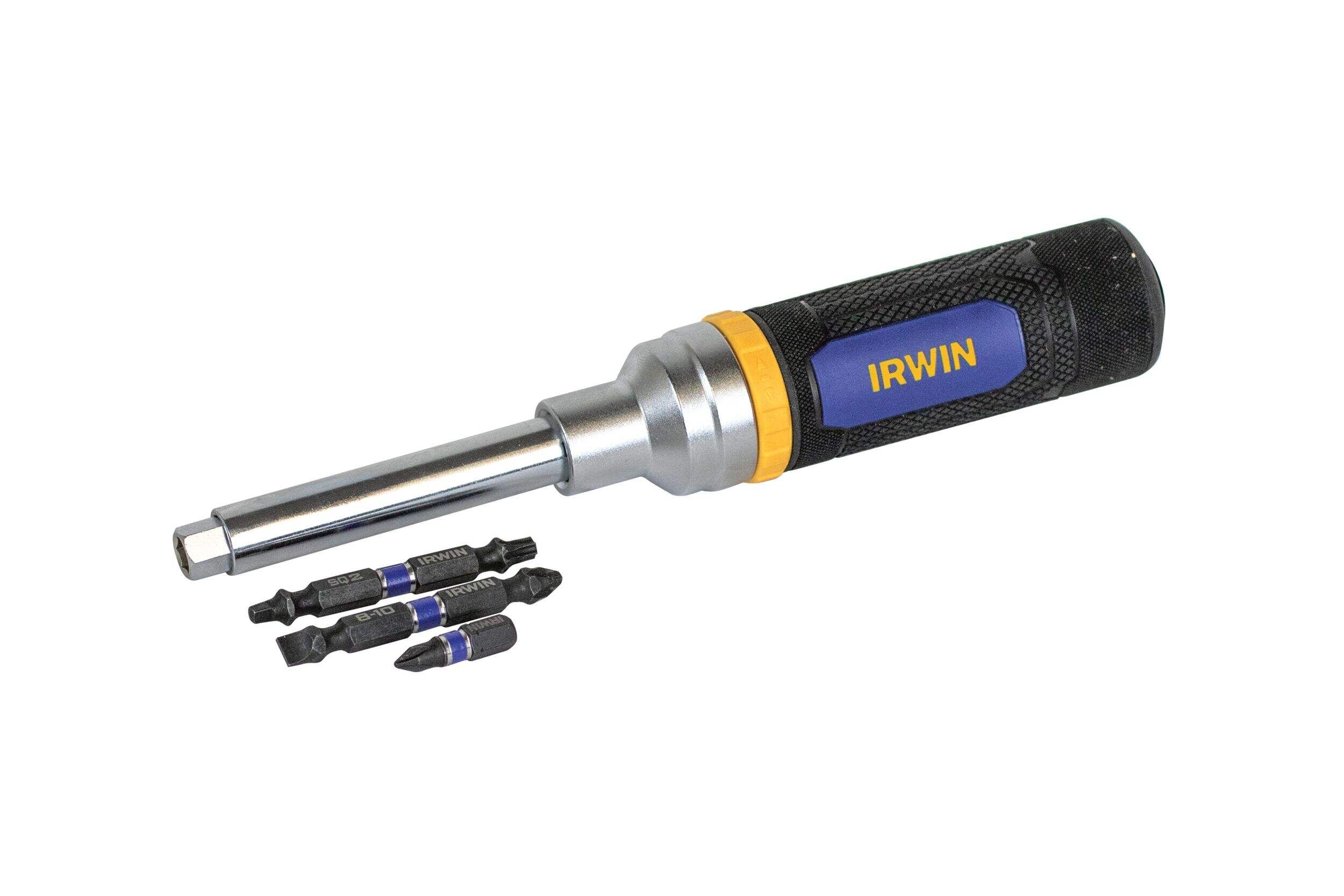 Irwin 8-in-1 Ratcheting Multi-Bit Screwdriver with 3 Nut drivers, 1948774 Front_Three_Fourths_Angled_Right