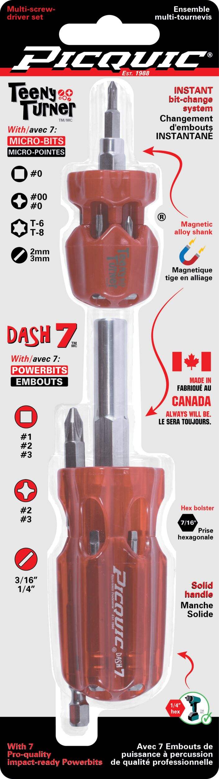 Picquic Dash 7 And Teeny Turner Combo Multi-Bit Screwdriver Set Front_Flat