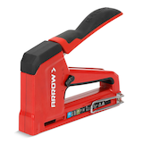 Arrow Heavy Duty Manual 2-in-1 Staple Gun and Brad Nailer, Fits T-50 Staples & 1/2-in, 9/16-in, 5/8-1-in Brads, Red Front_Three_Fourths_Angled_Left