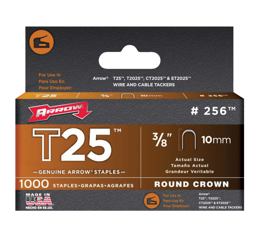 Arrow Fastener T25 Round Crown Staples, 1000pk, Assorted Sizes