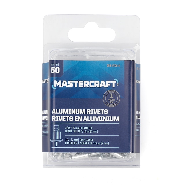 Mastercraft 3/16in Medium Aluminum Blind / Pop Rivets, 50pk, Assorted