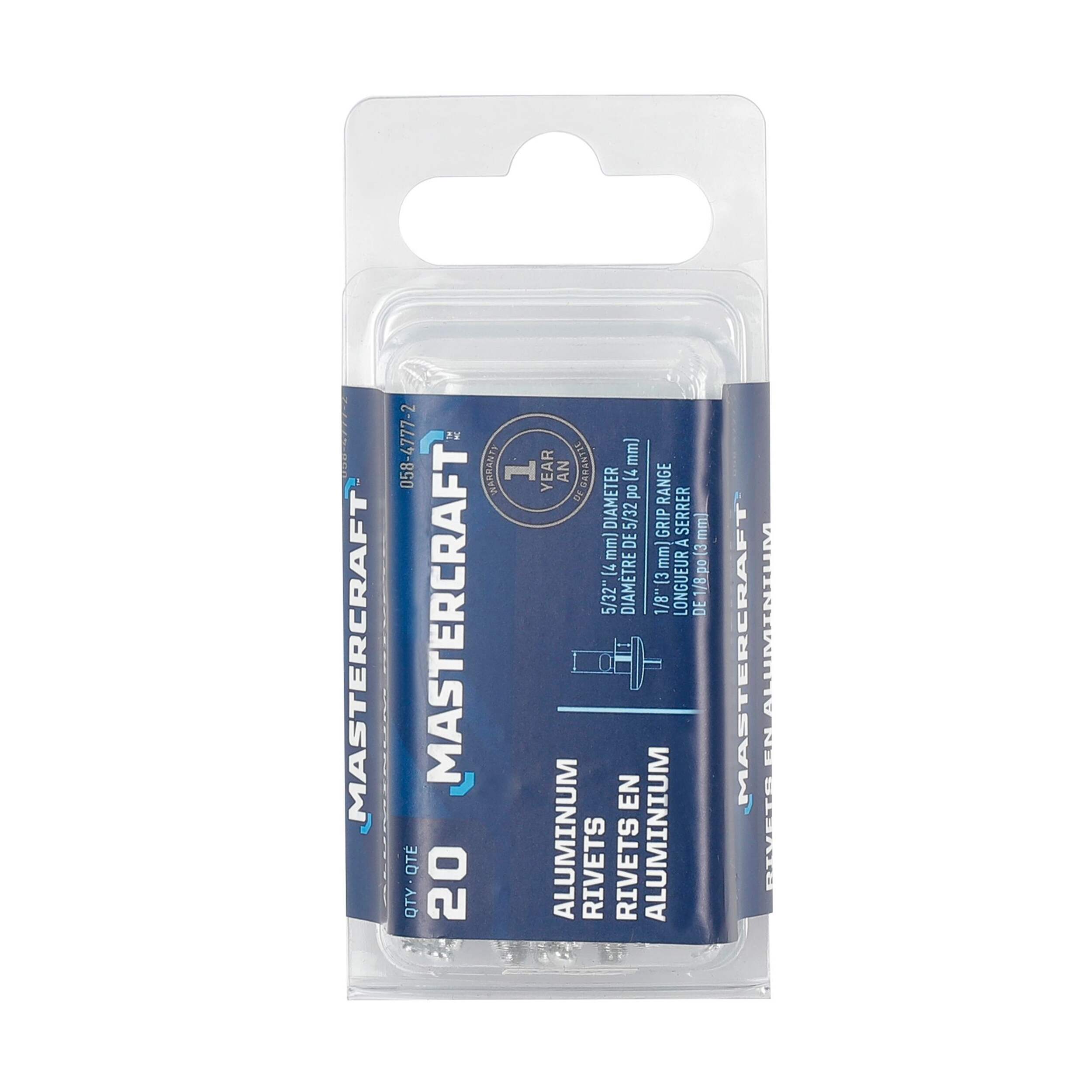 Mastercraft 5/32in Aluminum Blind / Pop Rivets, 15pk, Assorted Sizes Canadian Tire