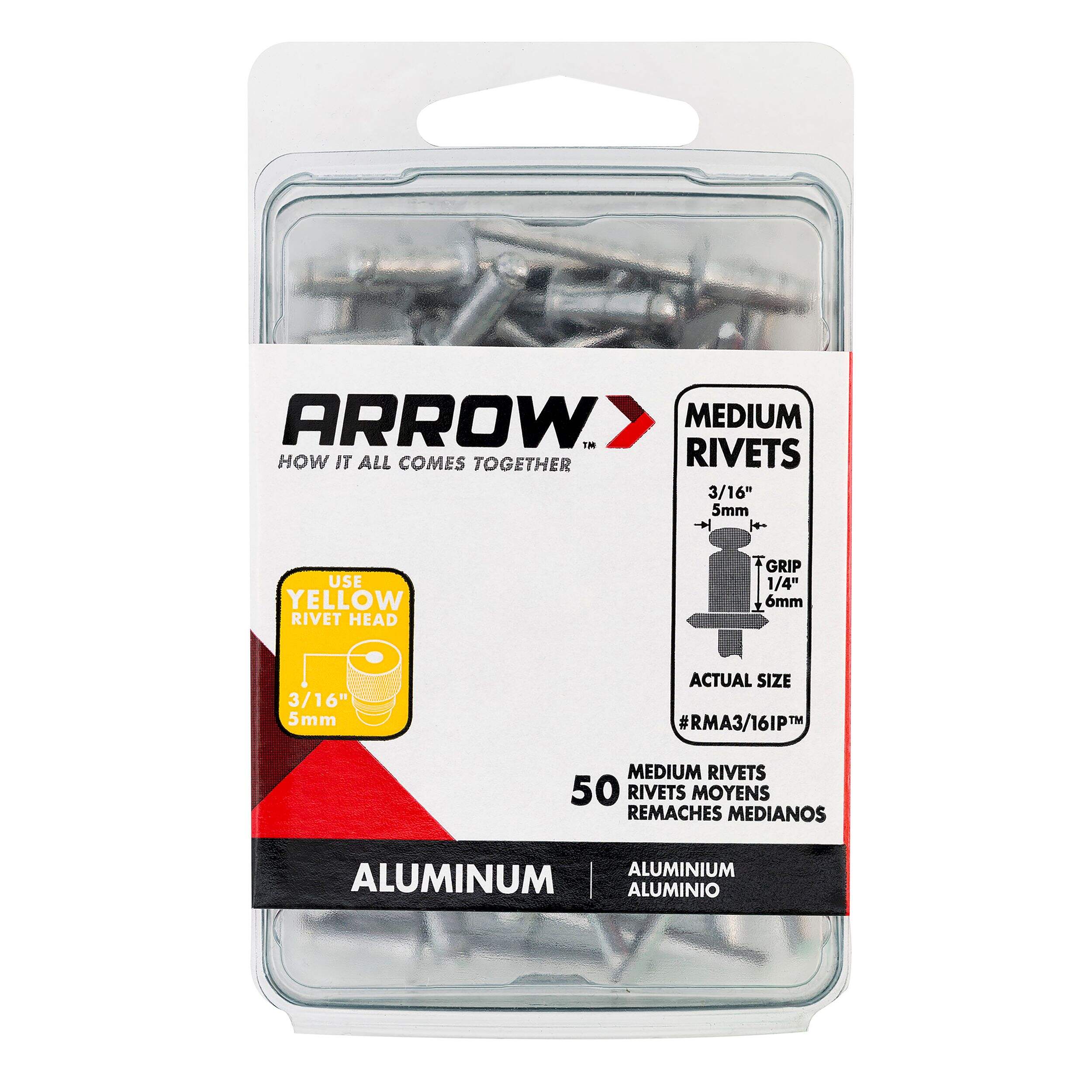 Arrow Rivet Aluminum Medium, 3/16-in, 50-Pack Front_Flat