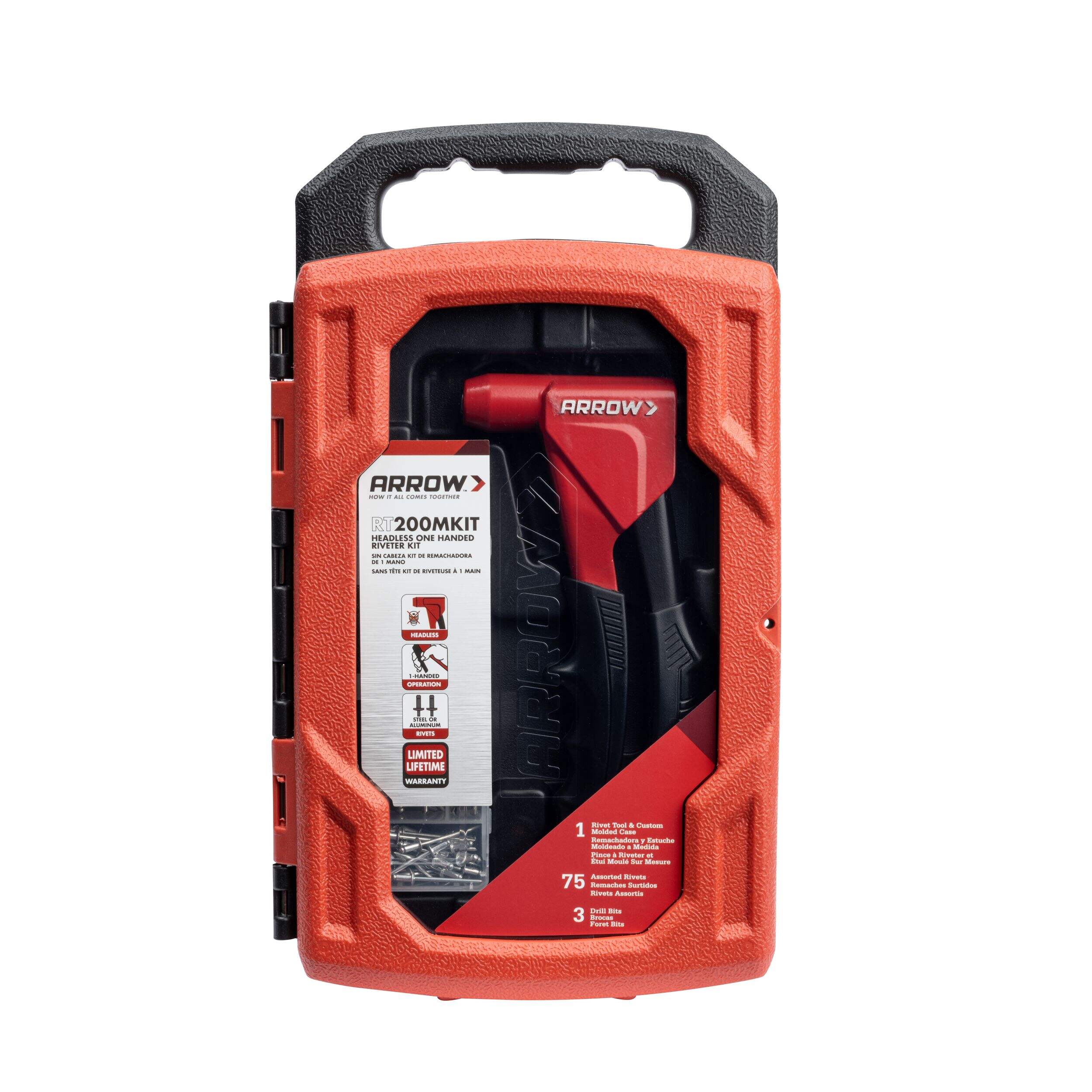 Arrow Headless One-Handed Swivel Rivet Tool Kit Front_Flat