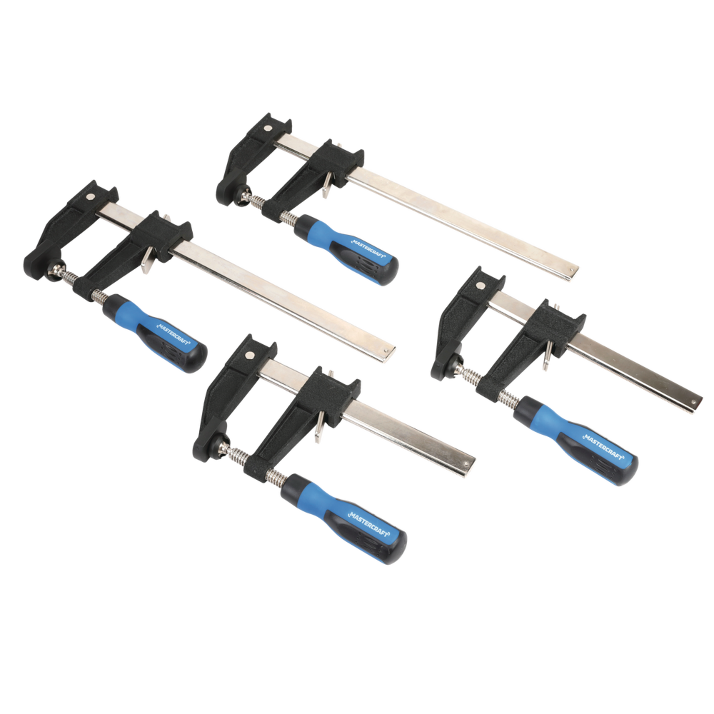 Mastercraft 6-in & 12-in Clutch Bar Clamp Set, 3.5-in Throat, 4-pk Front_Angled_Right