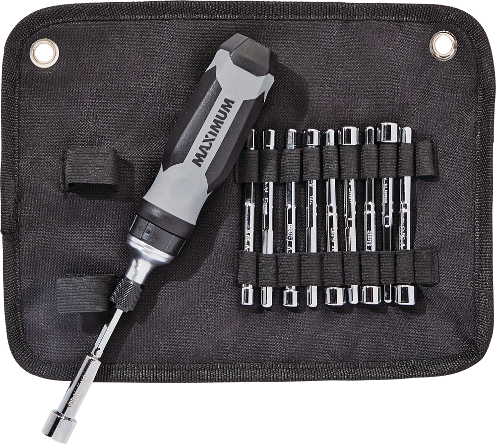 MAXIMUM Ratcheting Nut Driver Set with Storage Bag,