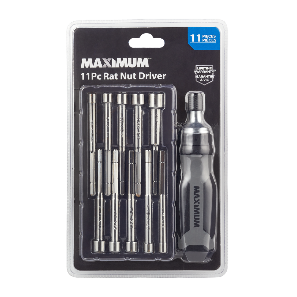 MAXIMUM Ratcheting Nut Driver Set with Storage Bag,