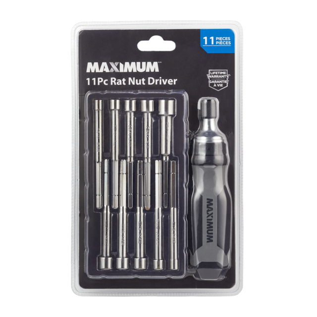 MAXIMUM Ratcheting Nut Driver Set with Storage Bag,